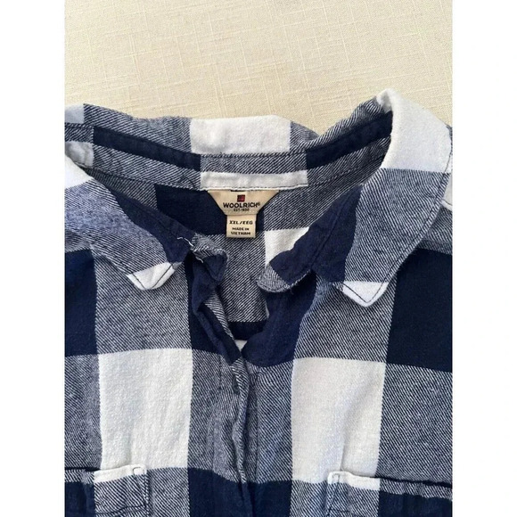 Women's Woolrich Blue White Plaid Button Down 2X Flannel XXL - Picture 3 of 3